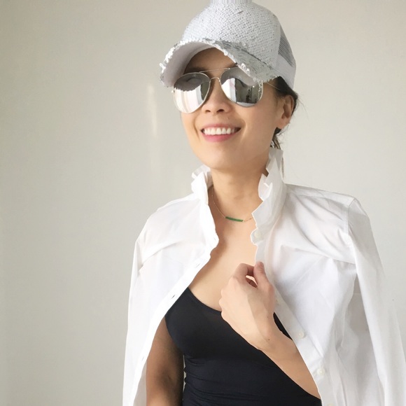 METALLIC SEQUINS BASEBALL CAP - WHITE SILVER - Picture 5 of 6